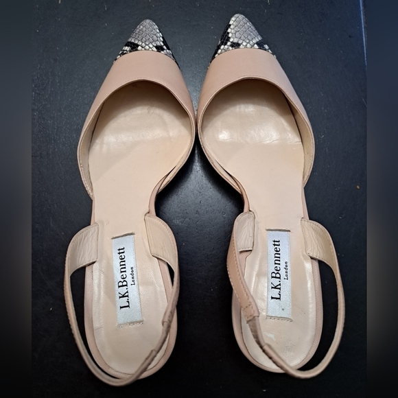 L.K. Bennett London Keira Snakeskin Cap Toe Heels  Size 7 (37.5) - Picture 5 of 12